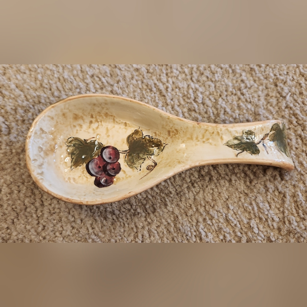 Ceramic Caso Vero Grape Spoon Rest Kitchen